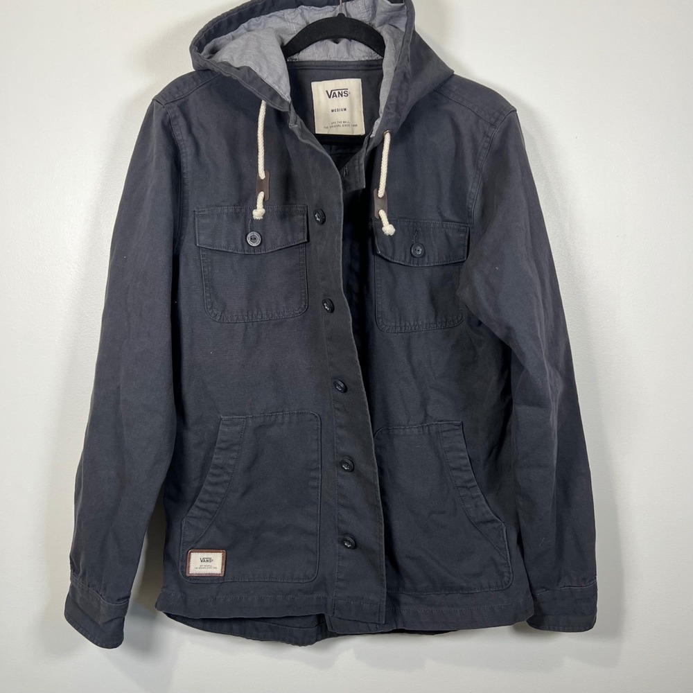 Vans Womens Hooded Canvas Chore Jacket Skate Streetwear Charcoal Medium
